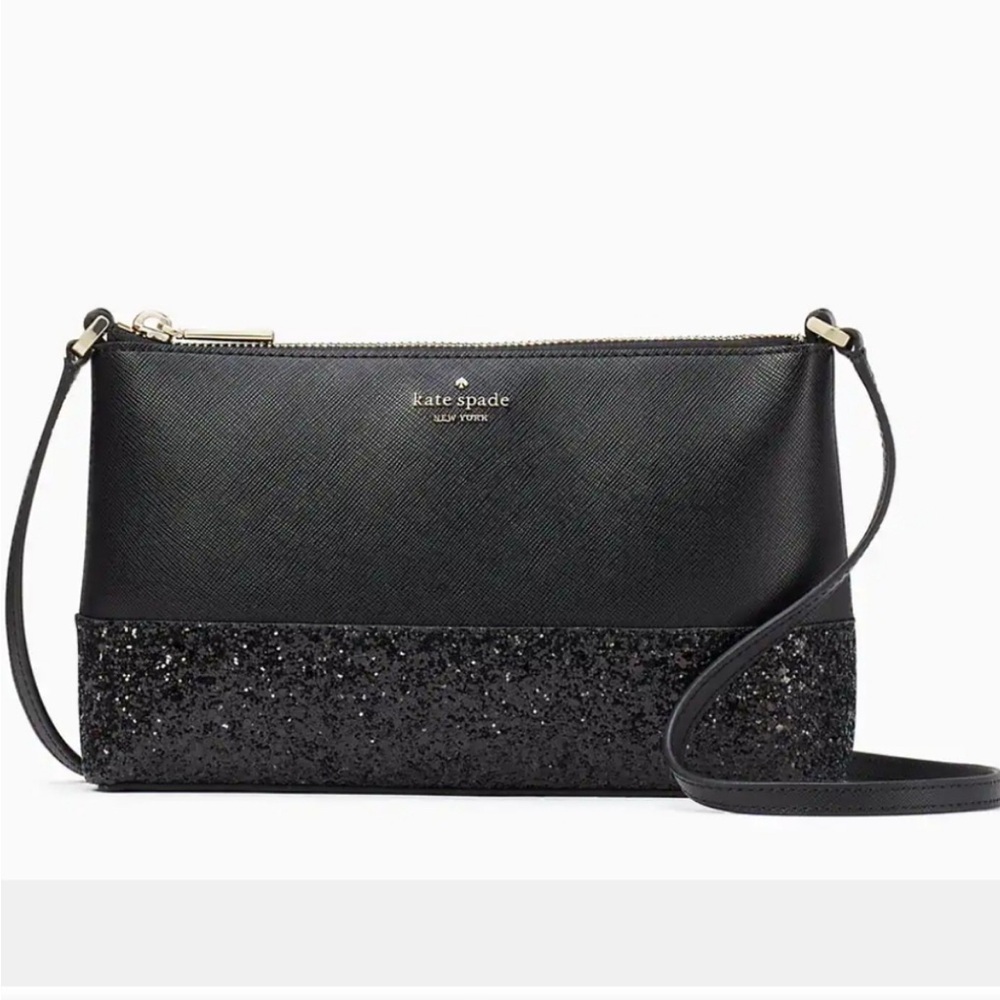 Kate Spade black flash glitter Crossbody NWT